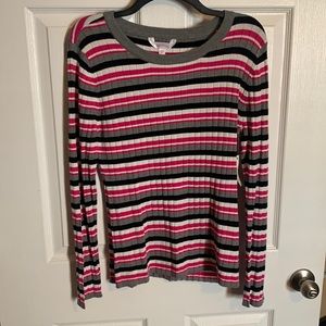 Long sleeve thin sweater. Pink, black, grey, white. XL with tags.